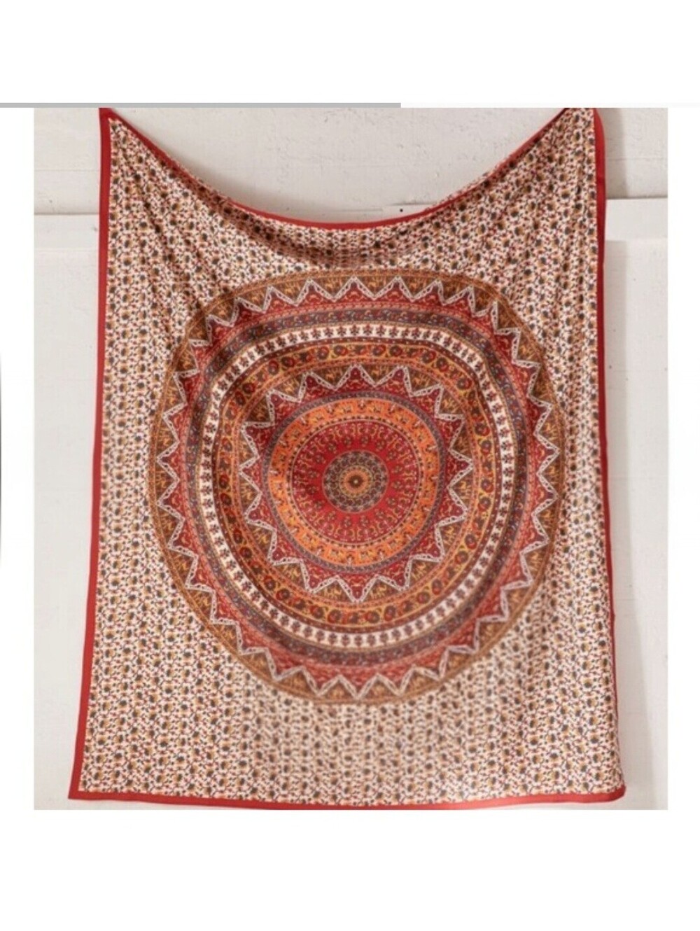 Urban Outfitters Medallion Tapestry 90" X 108" Red Wall Hanging Bohemian Boho